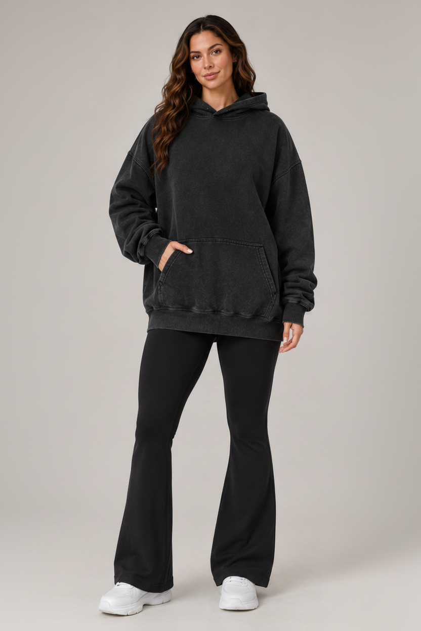 Heavyweight Washed Oversized Hoodie Black
