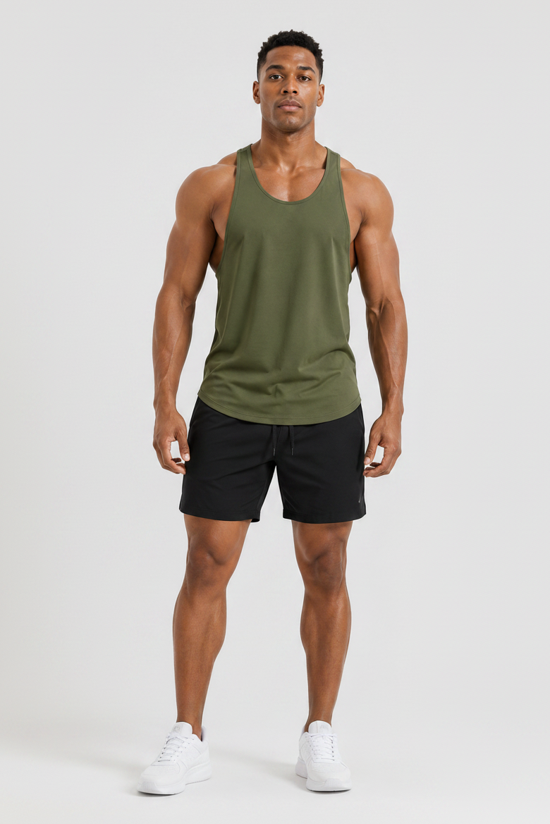 Bodybuilding Loose Stringer Tank Green