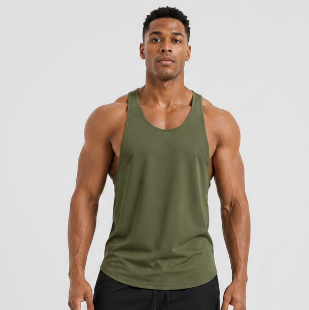 Bodybuilding Loose Stringer Tank Green