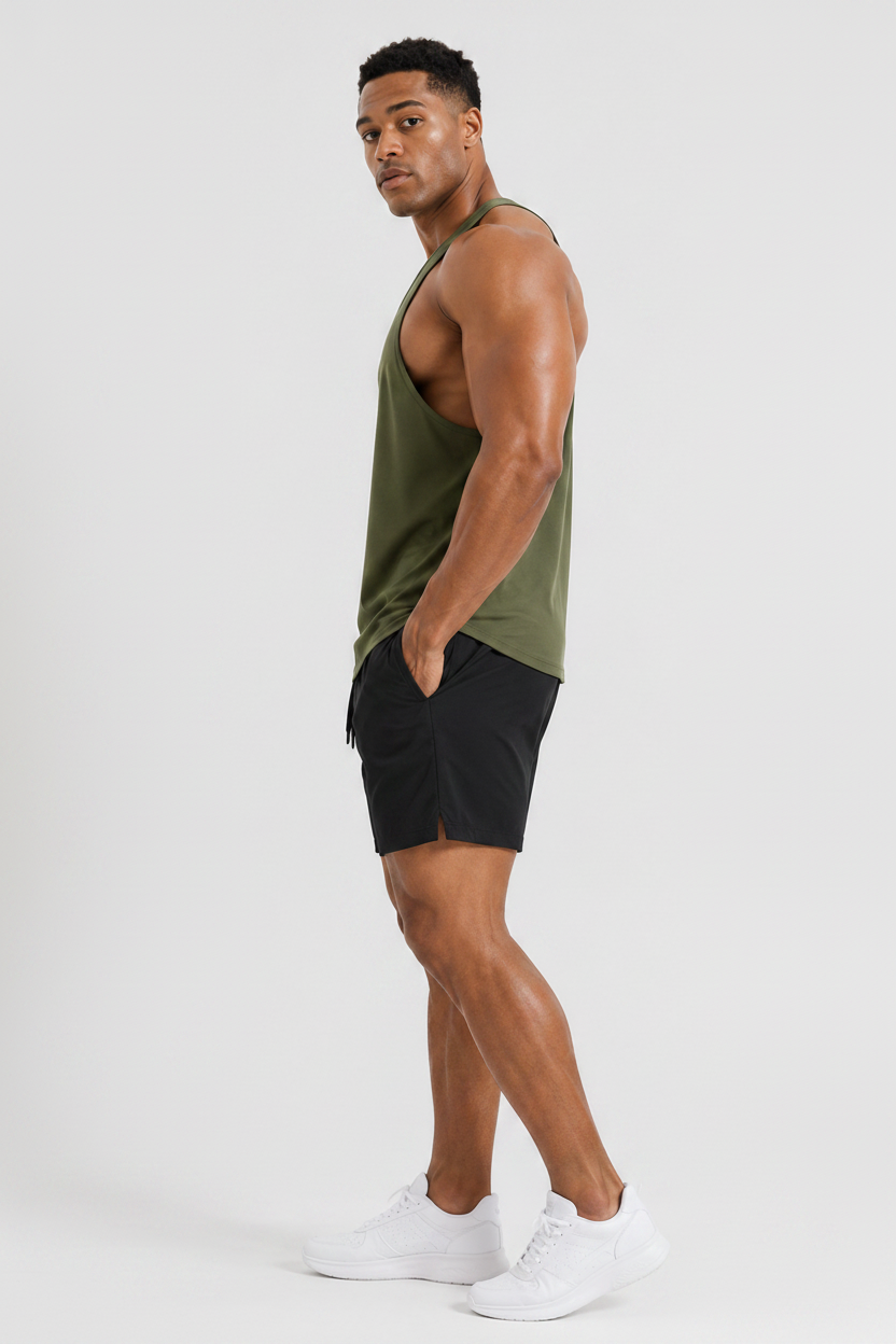 Bodybuilding Loose Stringer Tank Green