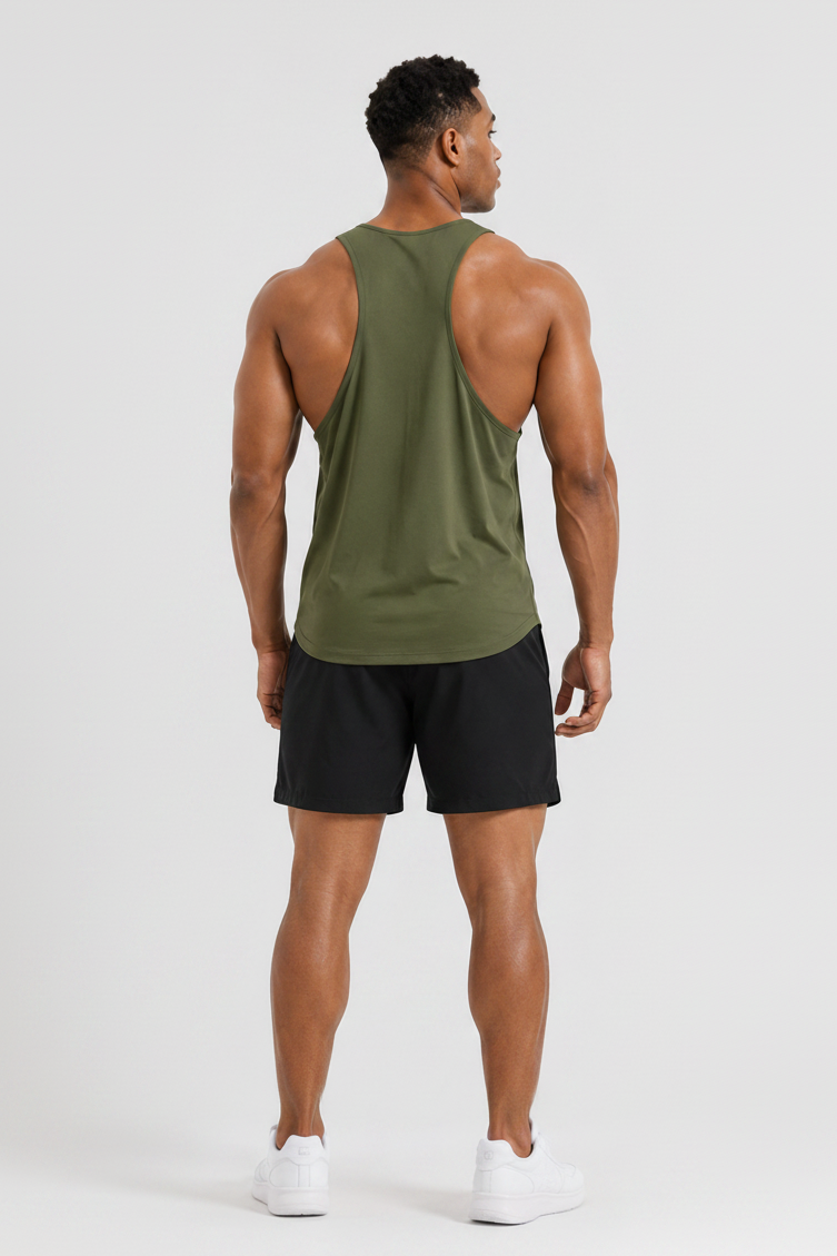 Bodybuilding Loose Stringer Tank Green