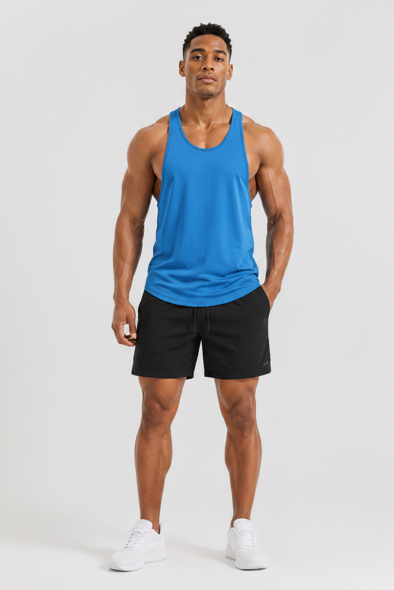 Bodybuilding Loose Stringer Tank Blue
