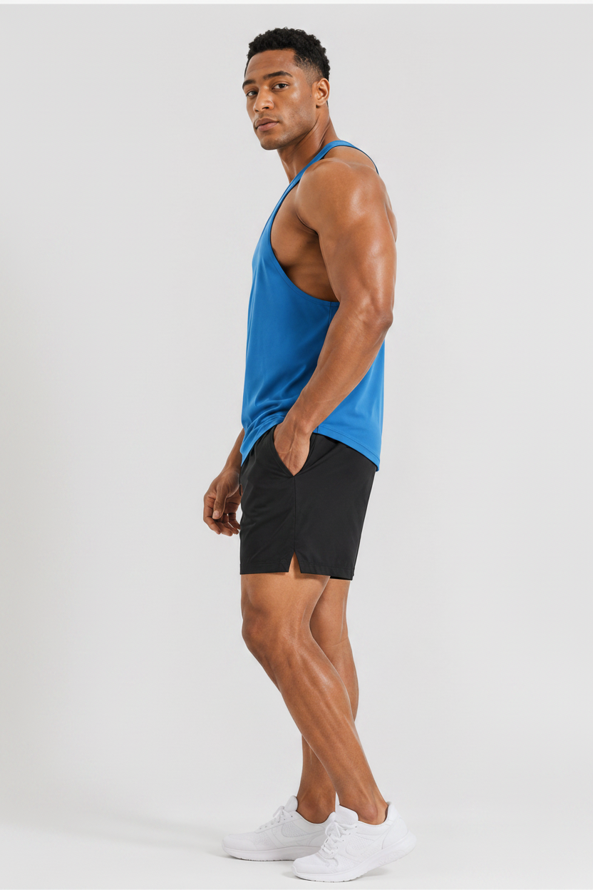 Bodybuilding Loose Stringer Tank Blue