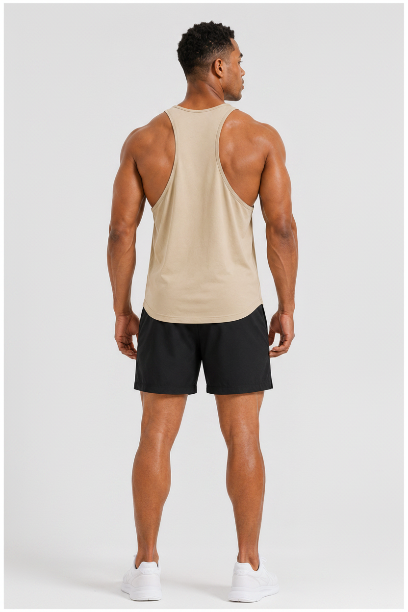 Bodybuilding Loose Stringer Tank Beige