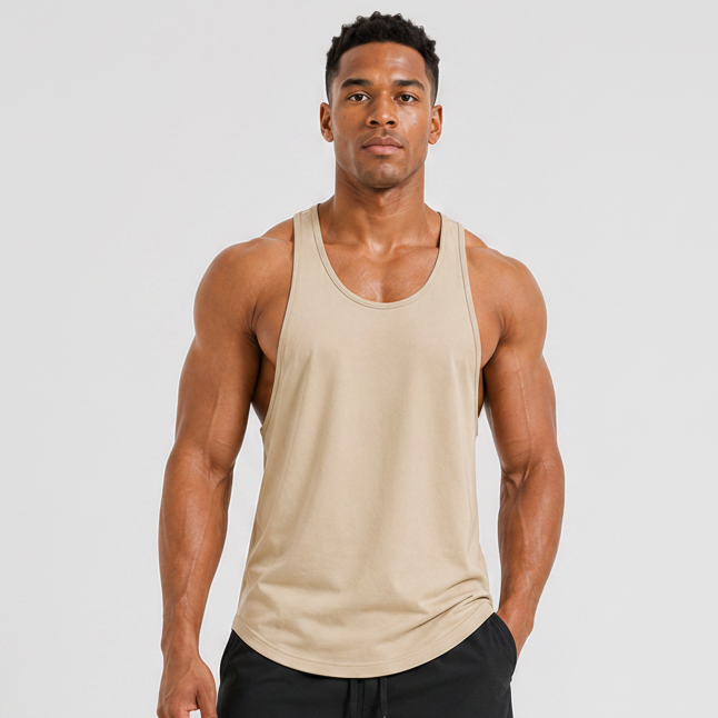 Bodybuilding Loose Stringer Tank Beige