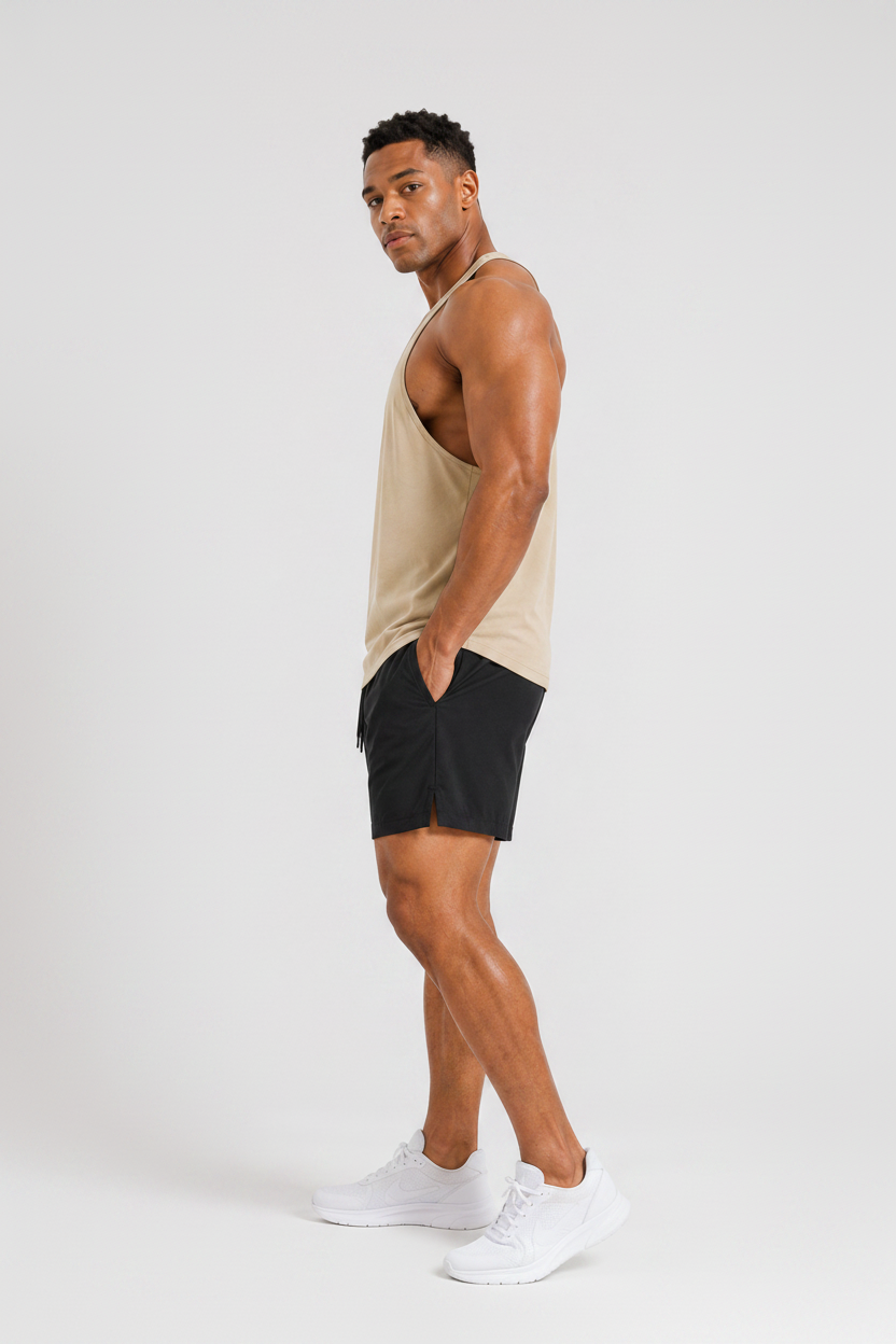 Bodybuilding Loose Stringer Tank Beige