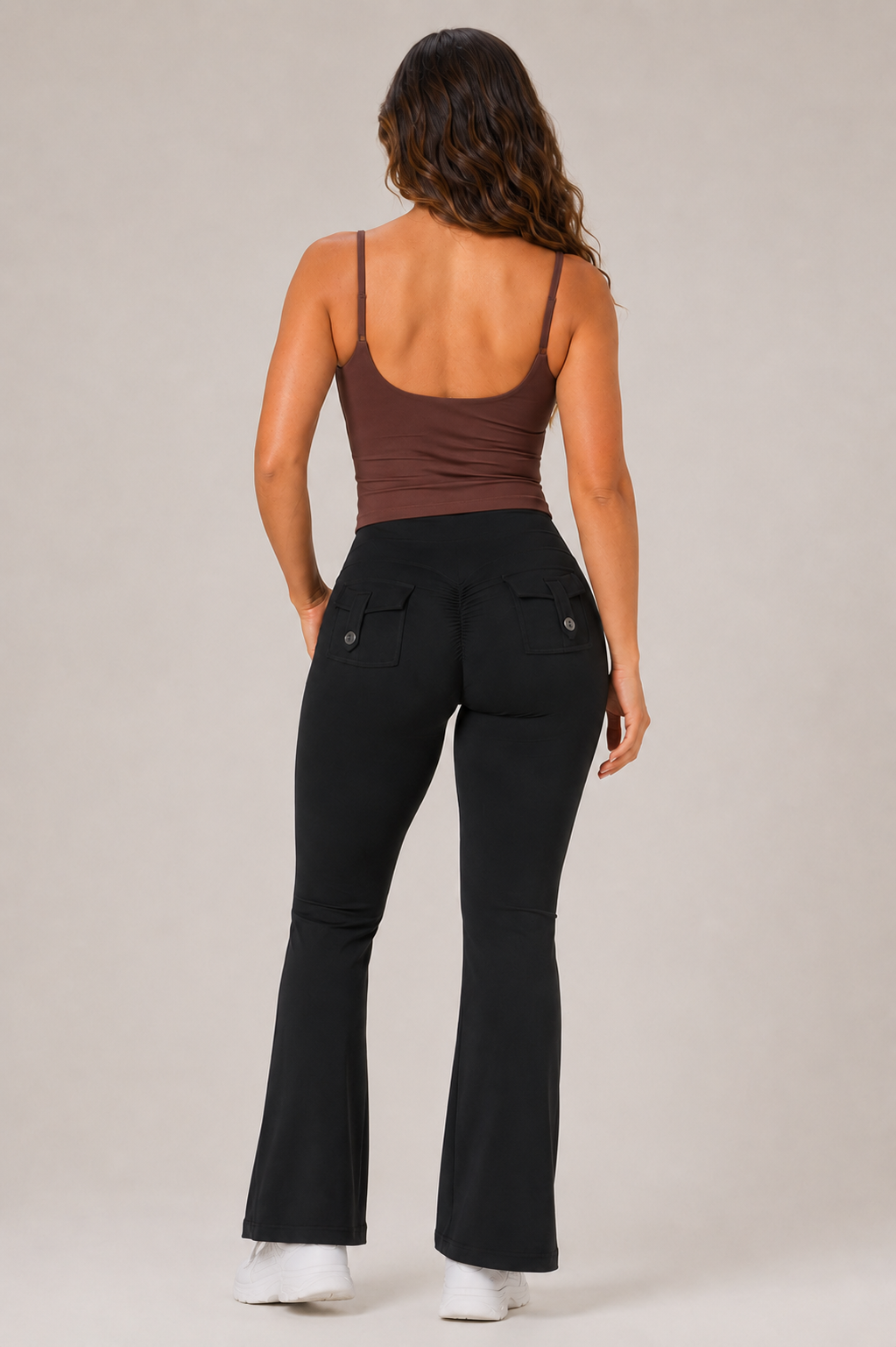 Strappy Built-In Bra Yoga Tank Brown
