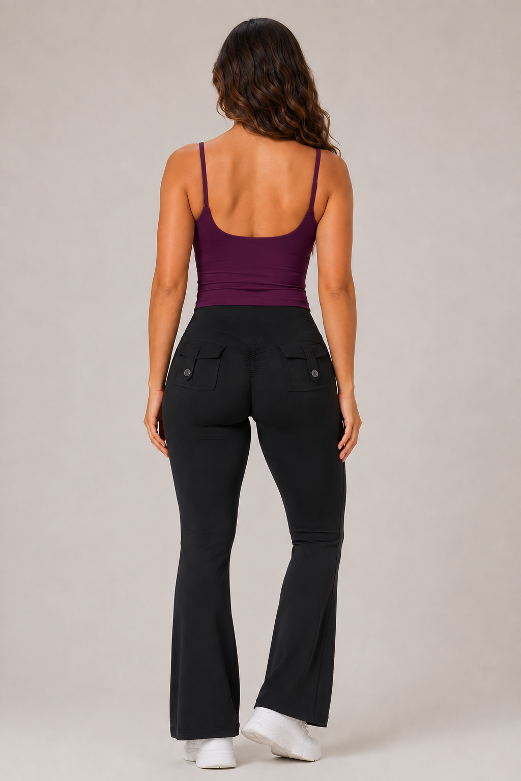 Strappy Built-In Bra Yoga Tank Eggplant