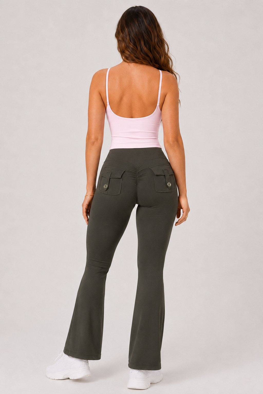 Strappy Built-In Bra Yoga Tank Pink