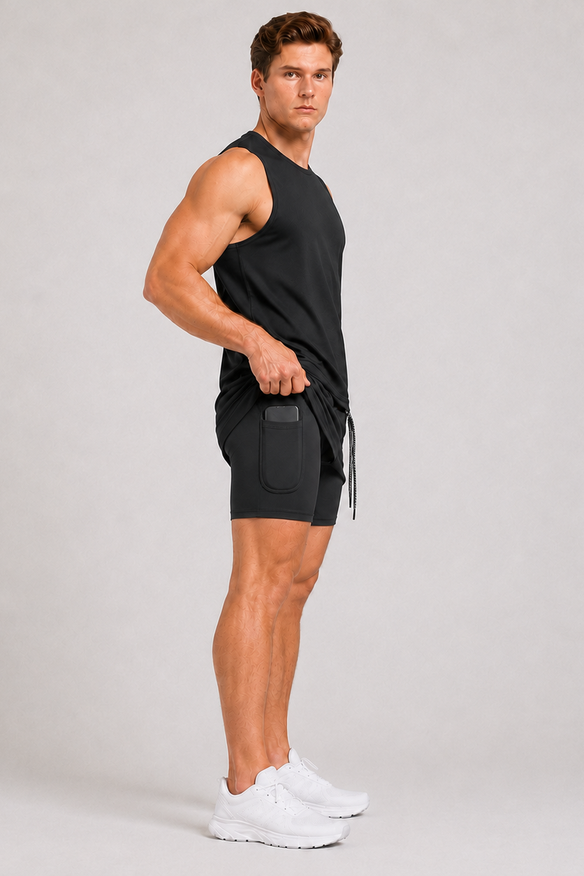 Quick Dry UPF Crew Neck Tank Black