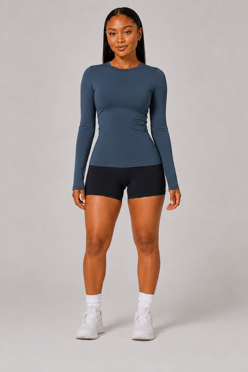 Sculpting Long Sleeve Yoga Top Navy