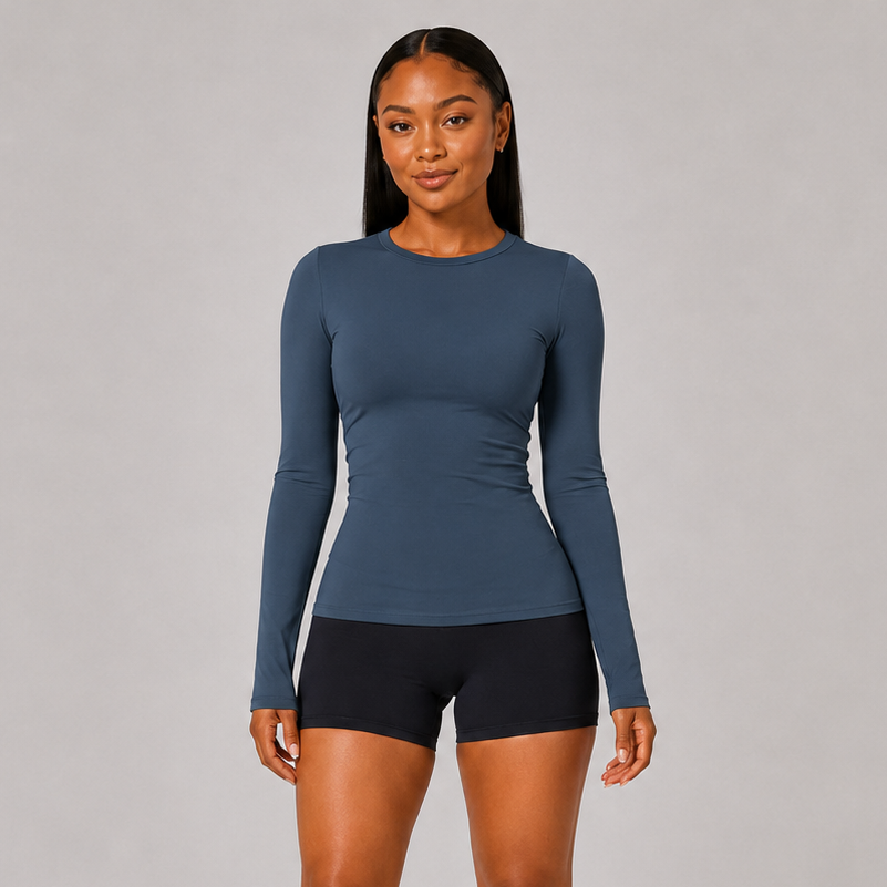 Sculpting Long Sleeve Yoga Top Navy