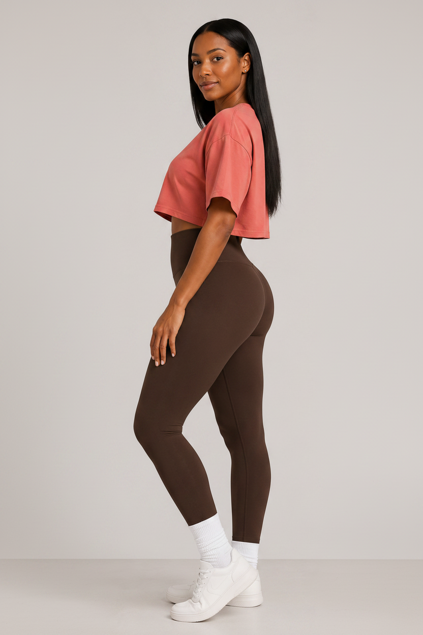 Relaxed Loose Fit Crop Tee Salmon
