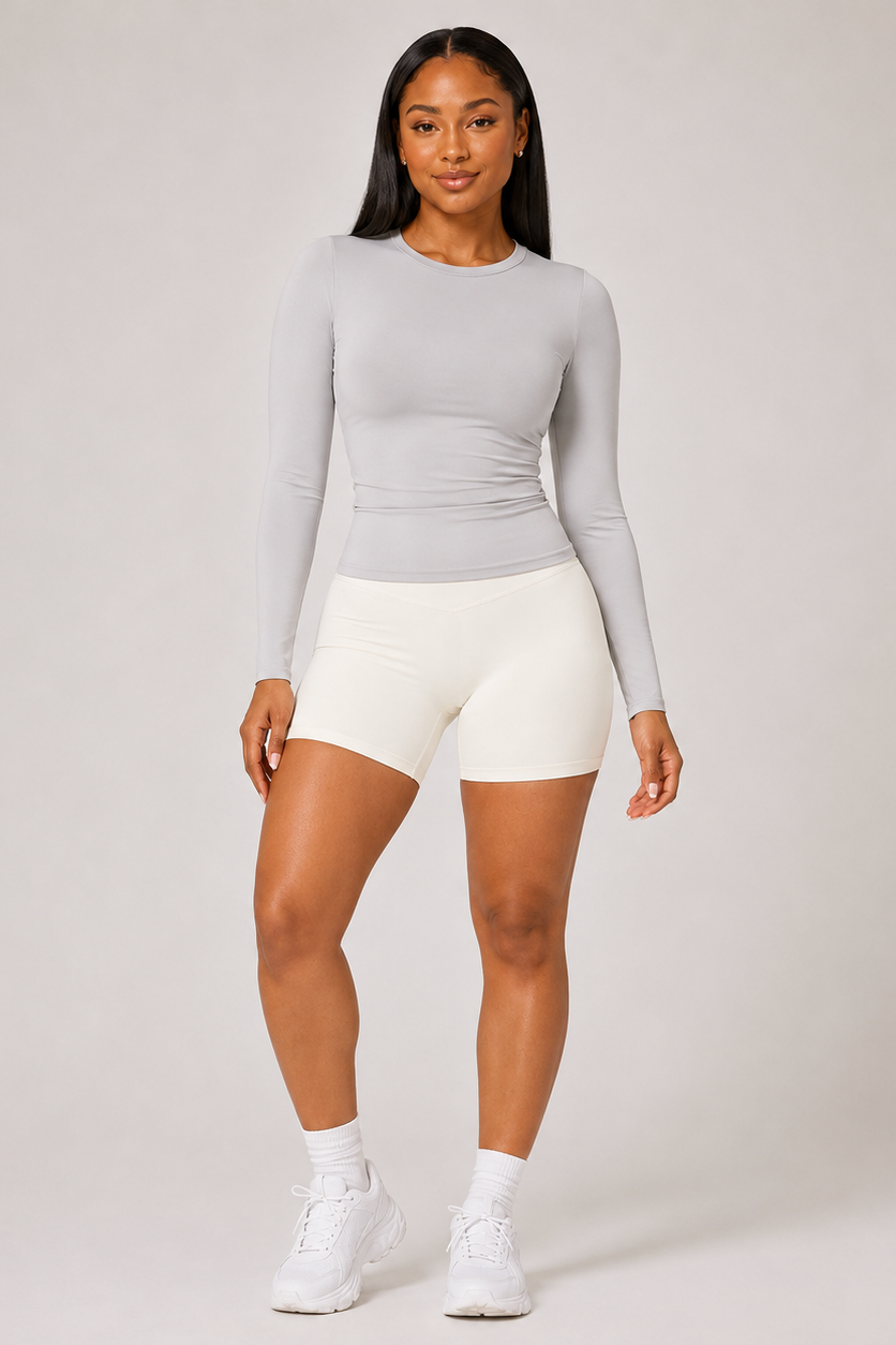 Sculpting Long Sleeve Yoga Top Grey