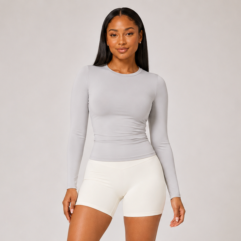 Sculpting Long Sleeve Yoga Top Grey