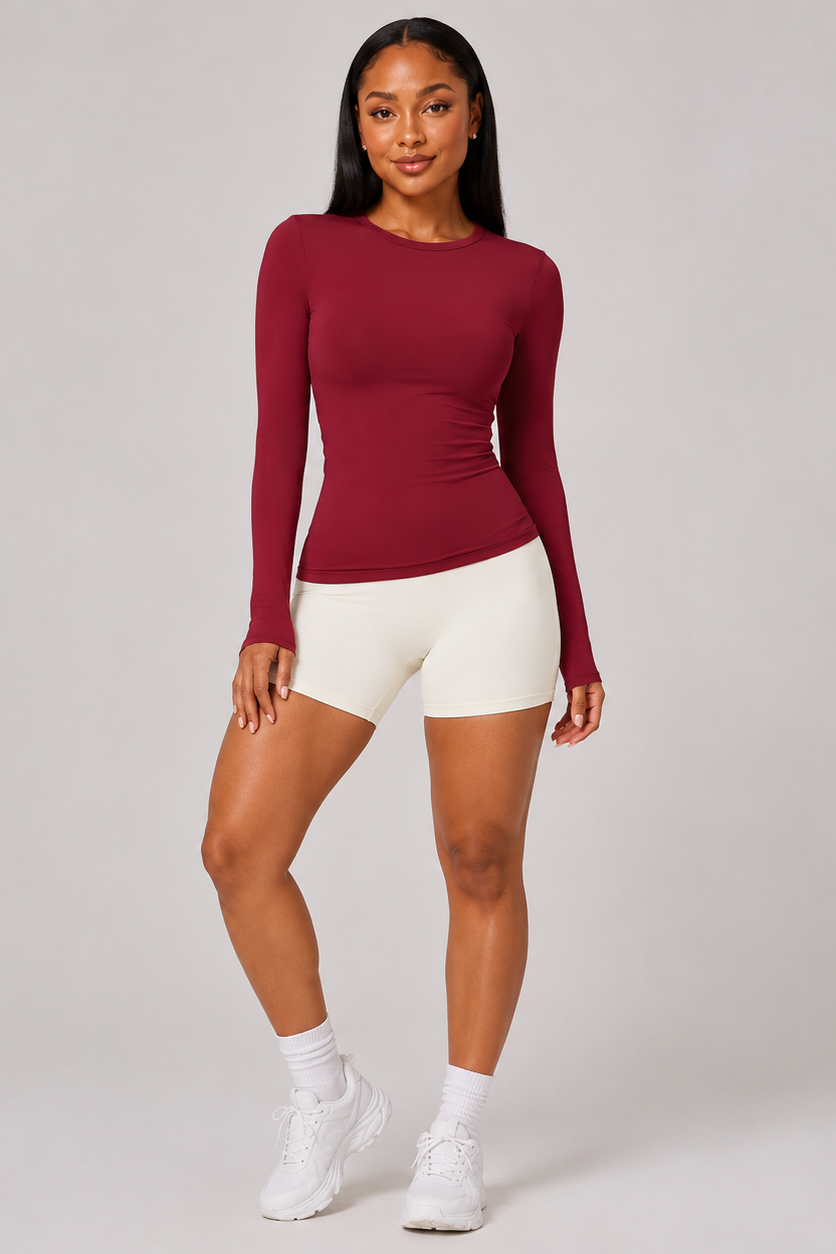 High Waist Naked-Feel Yoga Shorts Ivory White
