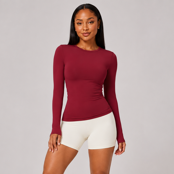 Sculpting Long Sleeve Yoga Top Burgundy
