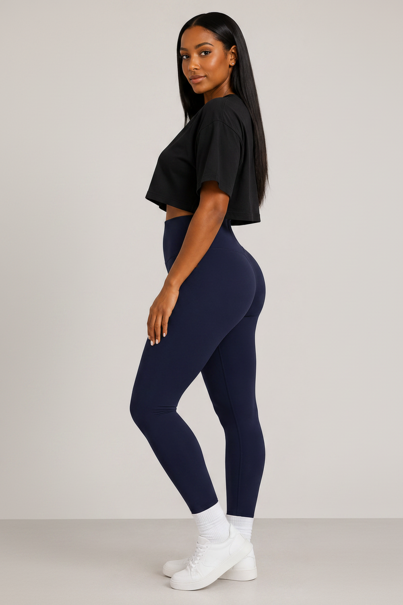 Tummy Control High Waist Leggings Navy