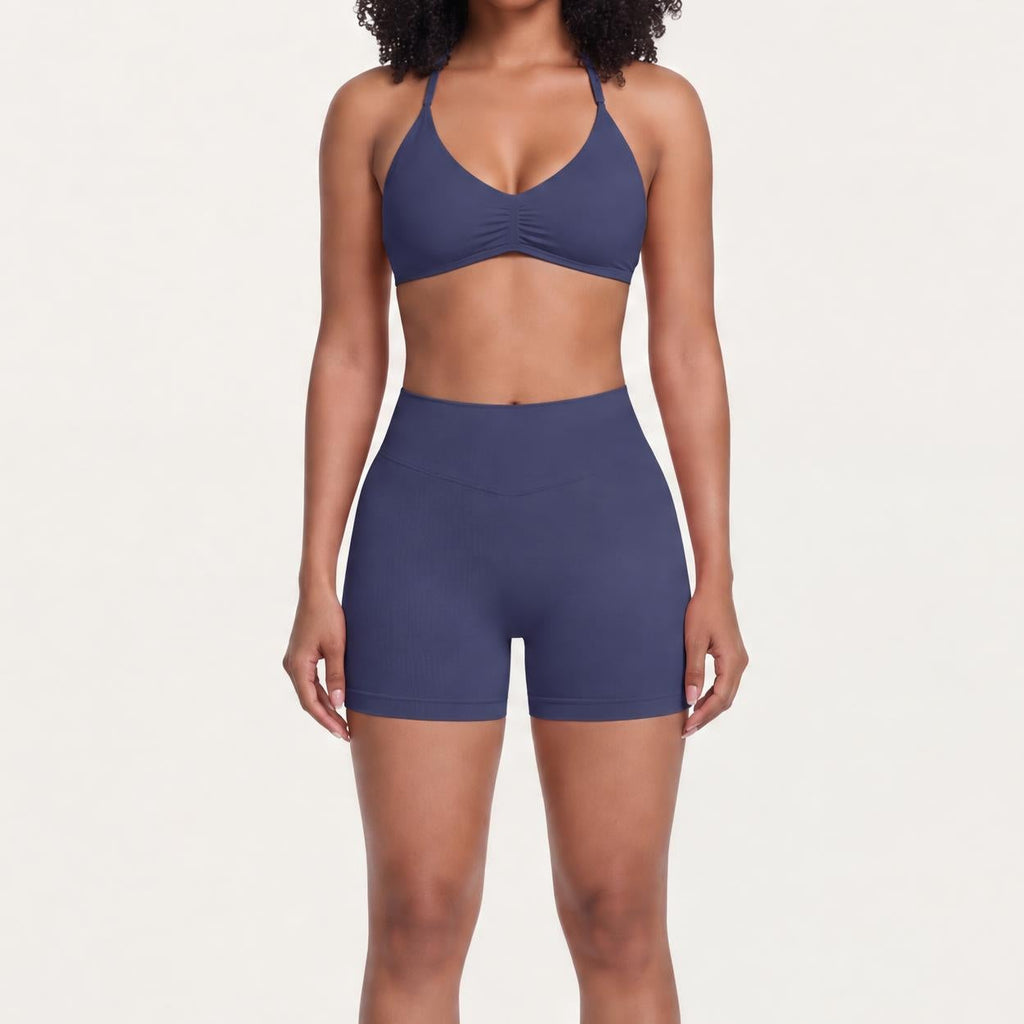 Women's Halter Bra & Shorts Training Set Navy
