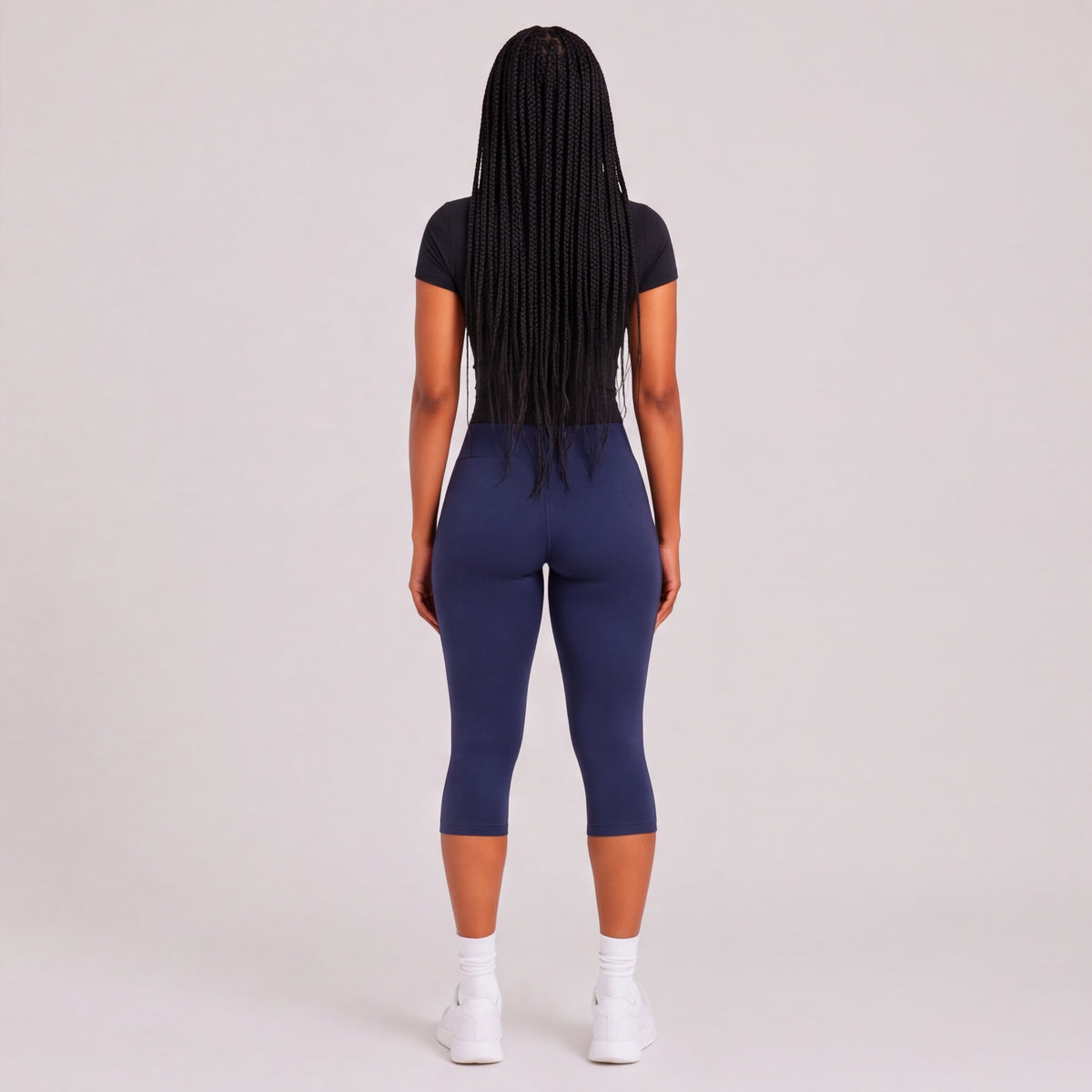 Buttery High Waist Capri Yoga Pants Navy