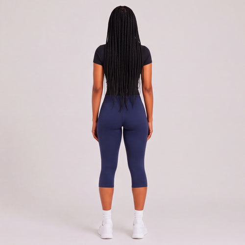 Buttery High Waist Capri Yoga Pants Navy