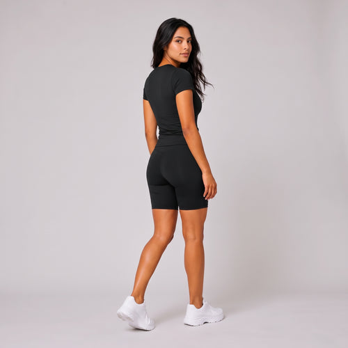 2-Piece Fitted Tee & Short Set Black