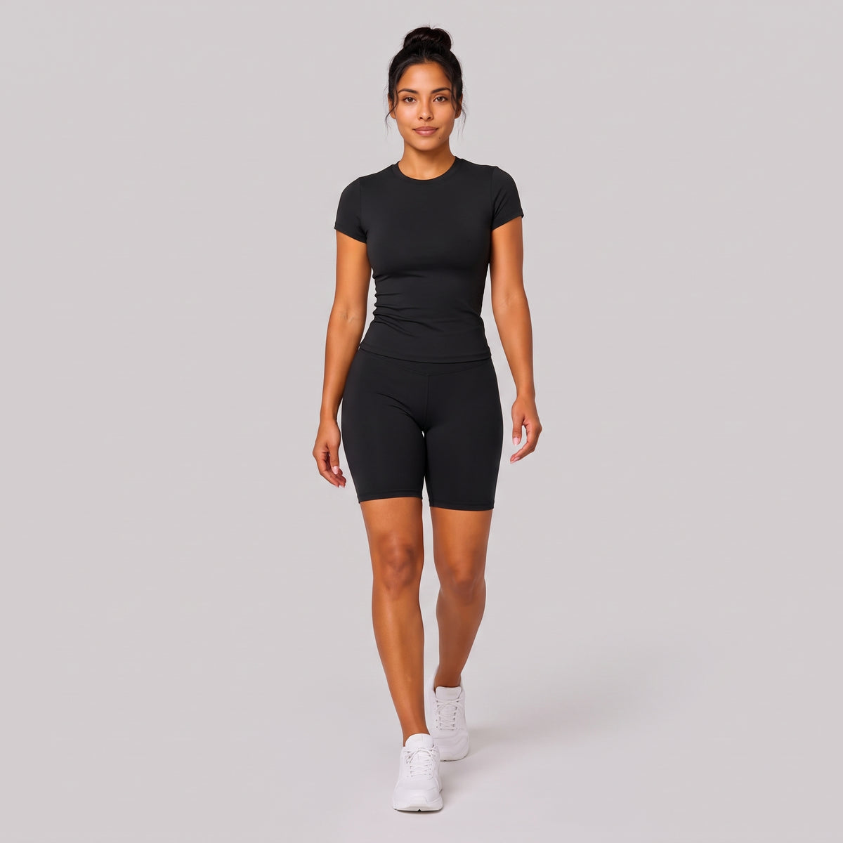 2-Piece Fitted Tee & Short Set Black