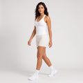Ribbed V-Neck Fitted Tank White