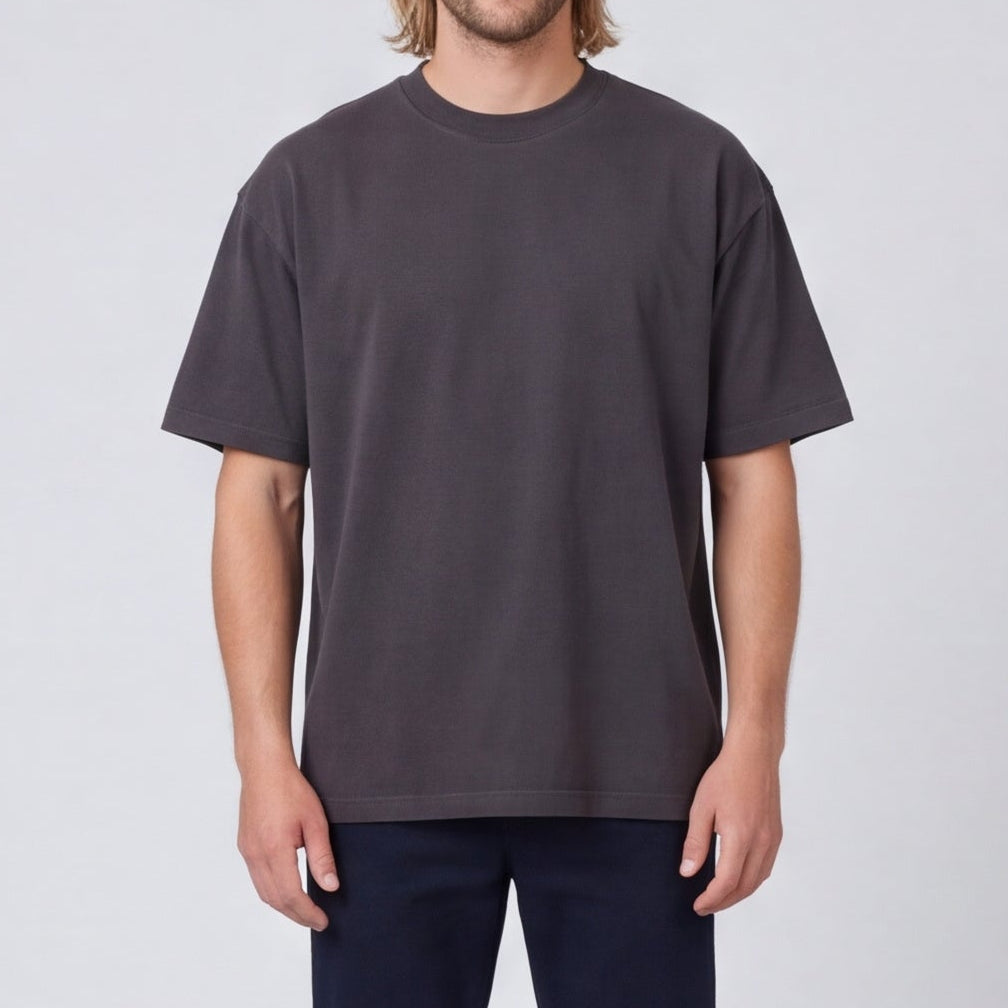 Heavyweight Boxy Cotton Tee Charcoal