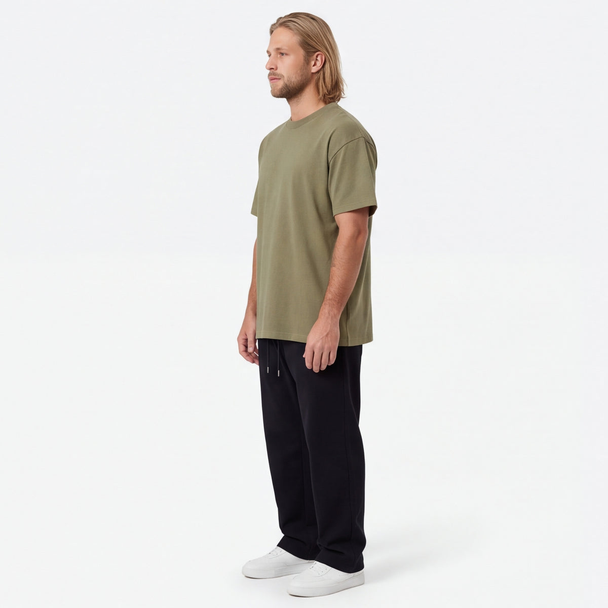 Heavyweight Boxy Cotton Tee Light Olive