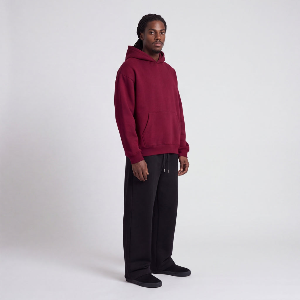 Heavyweight Fleece Pullover Hoodie Burgundy
