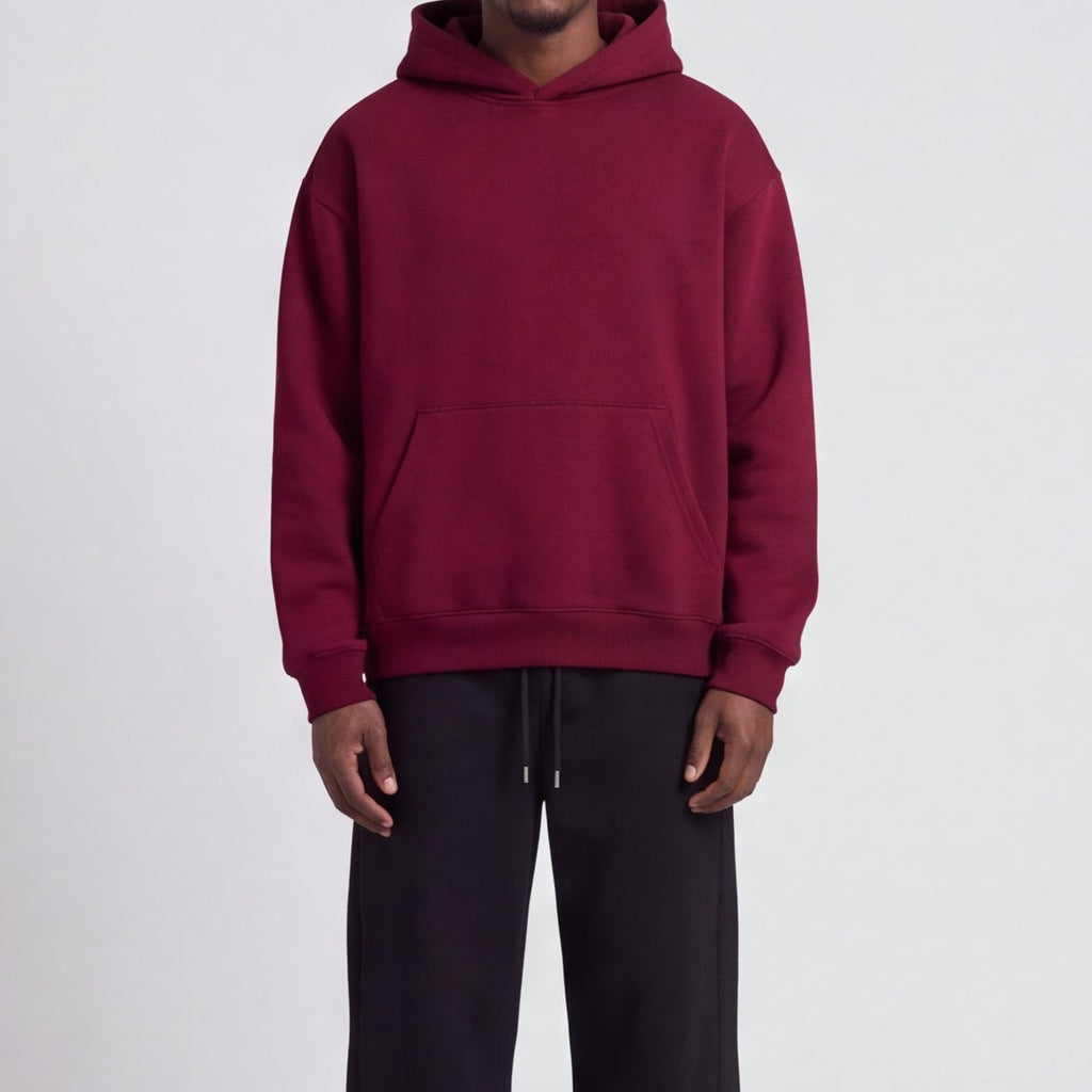 Heavyweight Fleece Pullover Hoodie Burgundy