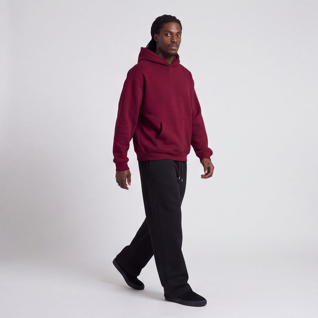 Heavyweight Fleece Pullover Hoodie Burgundy