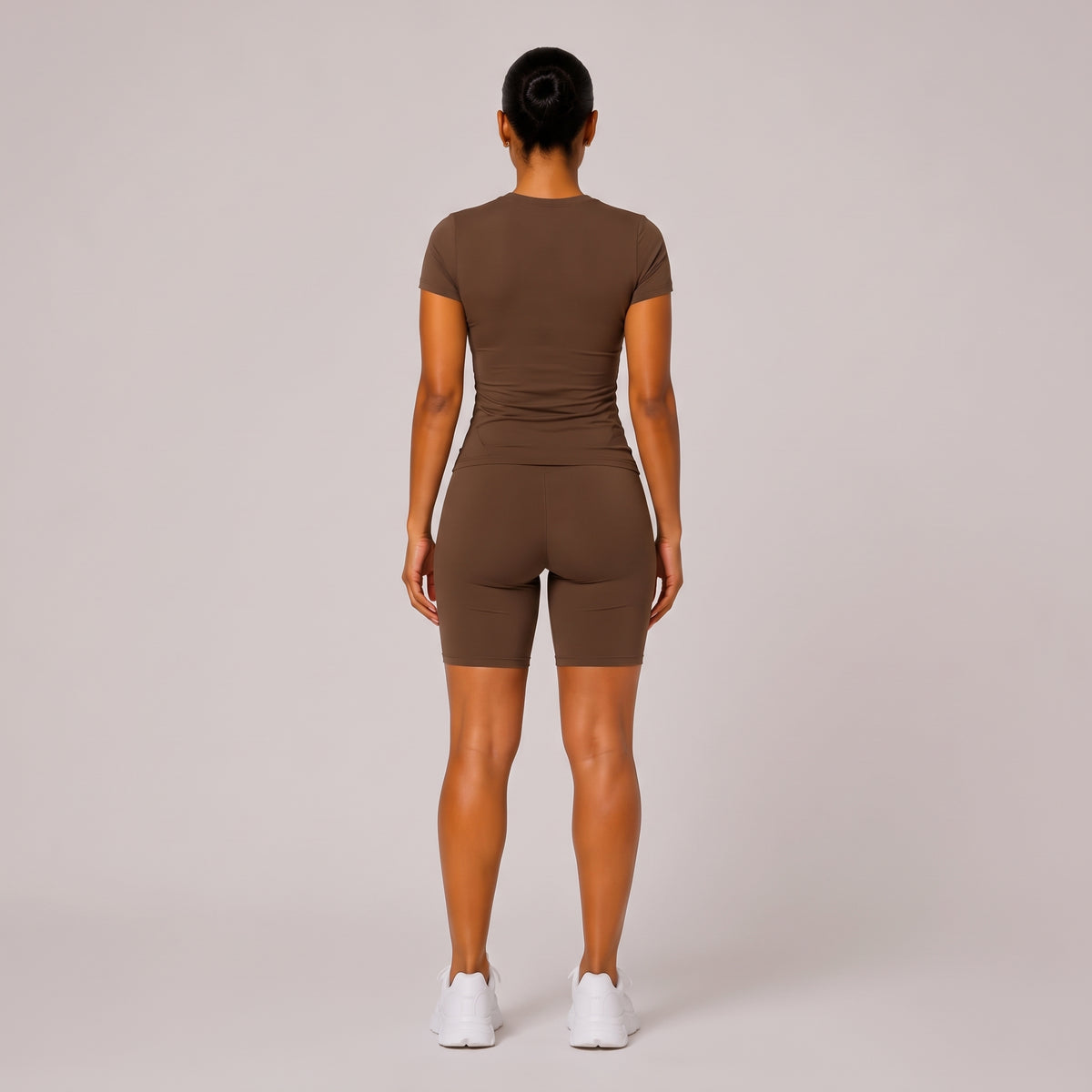 2-Piece Fitted Tee & Short Set Brown