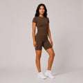 2-Piece Fitted Tee & Short Set Brown