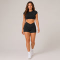 High Waist V-Cross Scrunch Booty Black
