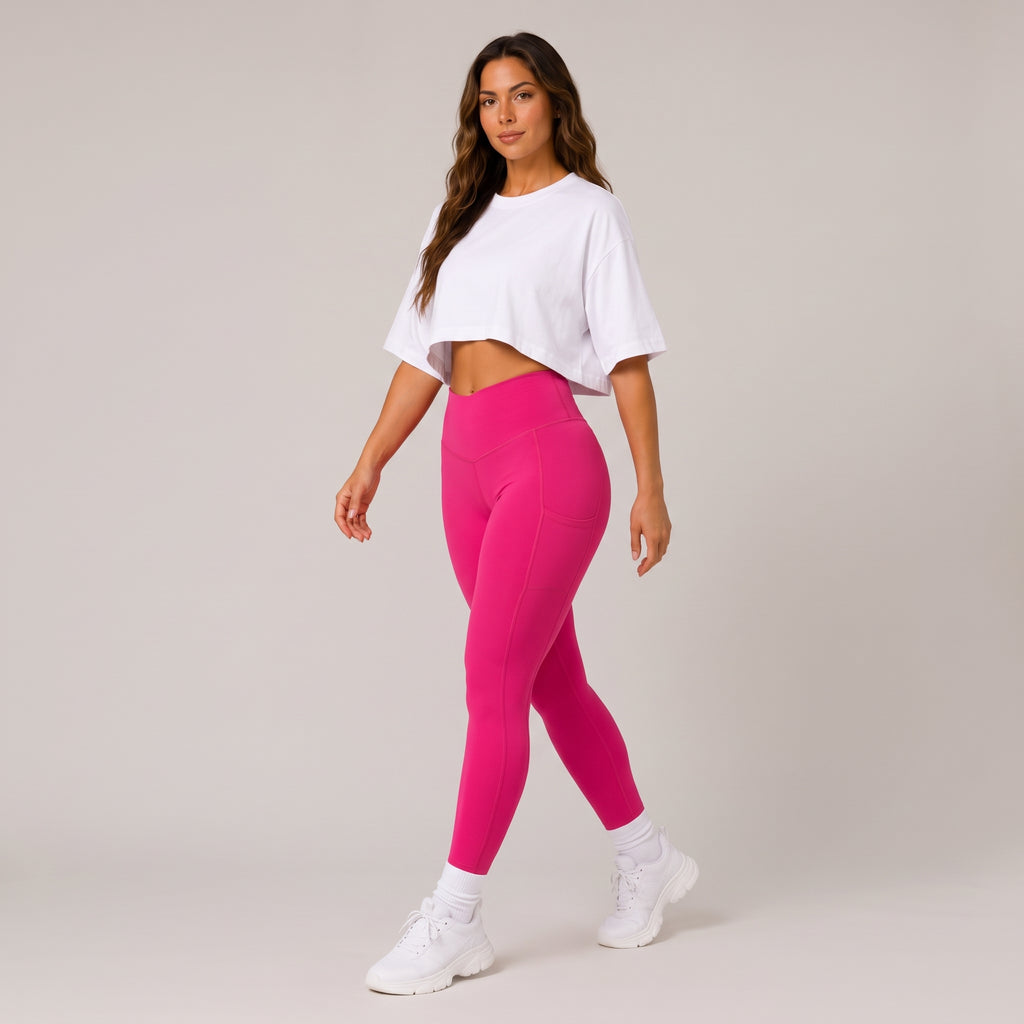 Buttery High Waist Yoga Leggings Hot Pink