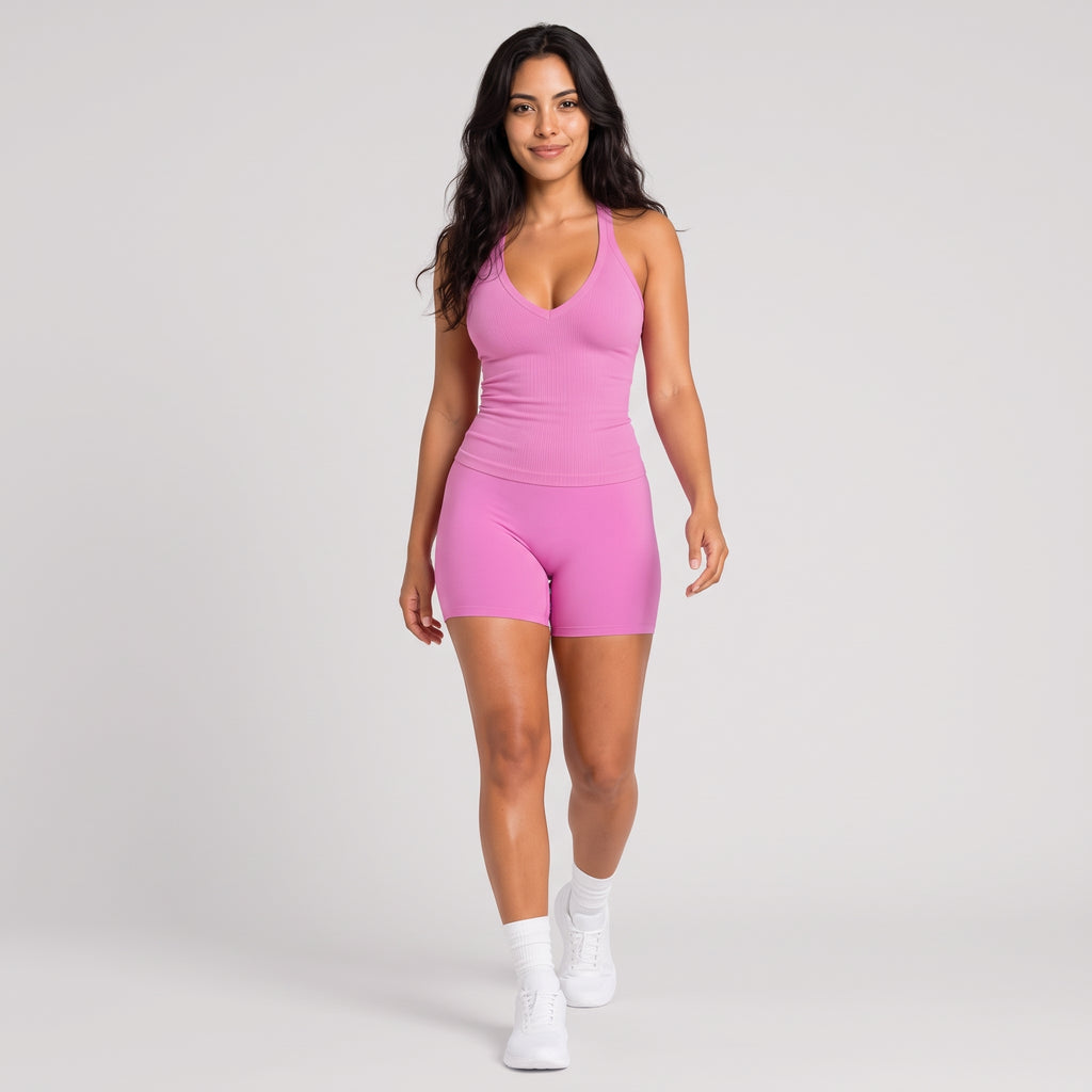 High Waist Naked-Feel Yoga Shorts Pink