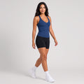 Ribbed V-Neck Fitted Tank Navy