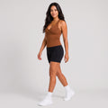 Ribbed V-Neck Fitted Tank Brown