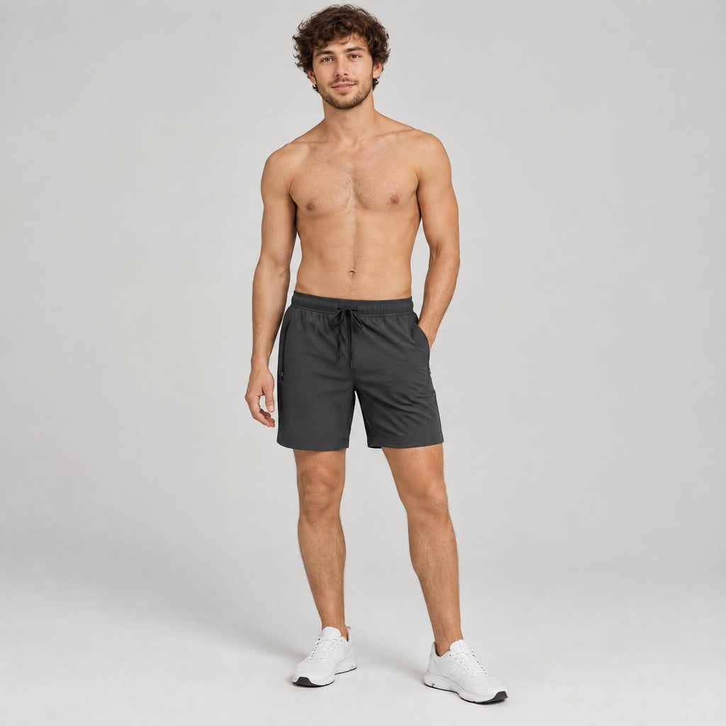7" Zip Pocket Performance Shorts Dark Grey