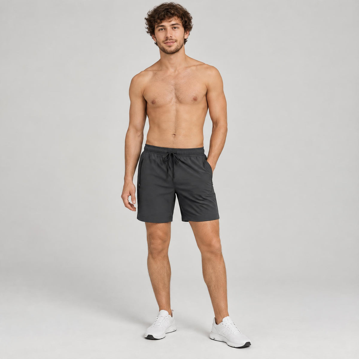 7" Zip Pocket Performance Shorts Dark Grey