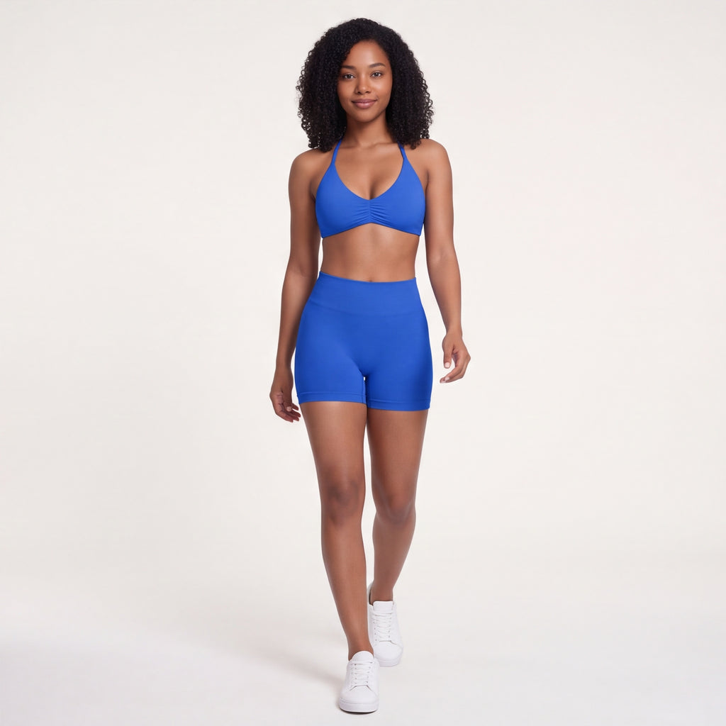 Women's Halter Bra & Shorts Training Set Sapphire Blue