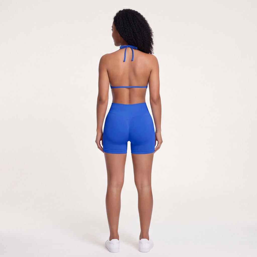 Women's Halter Bra & Shorts Training Set Sapphire Blue