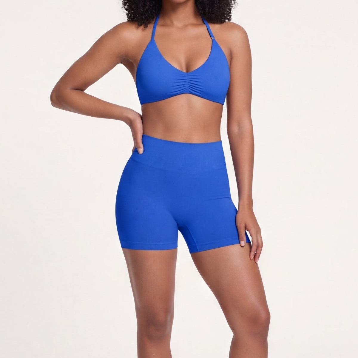 Women's Halter Bra & Shorts Training Set Sapphire Blue