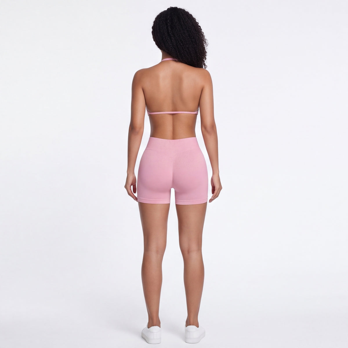 Women's Halter Bra & Shorts Training Set Pink