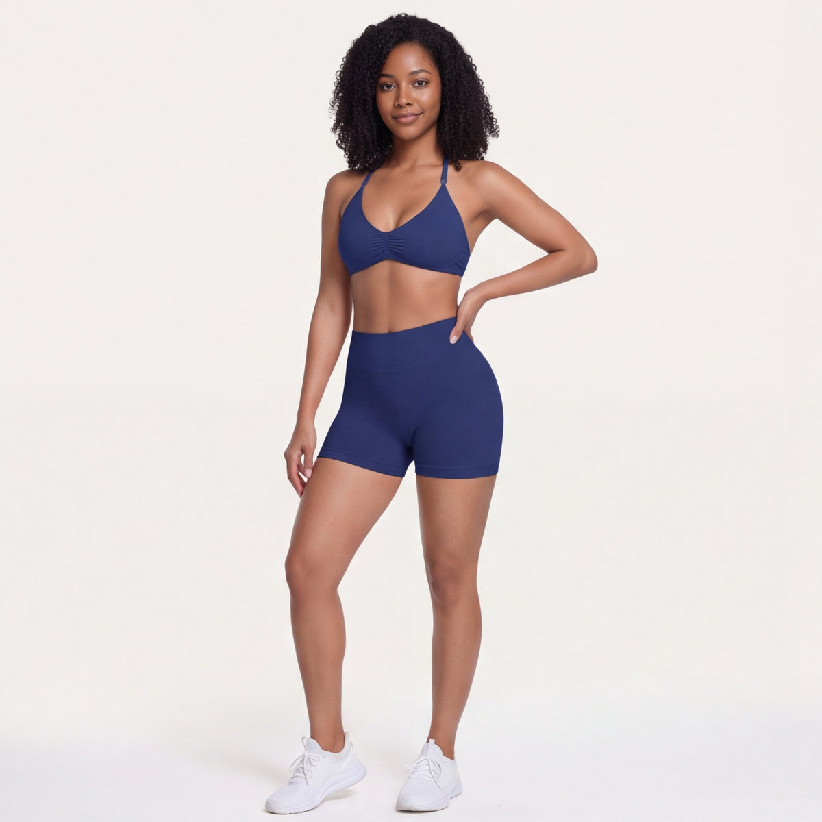 Women's Halter Bra & Shorts Training Set Navy