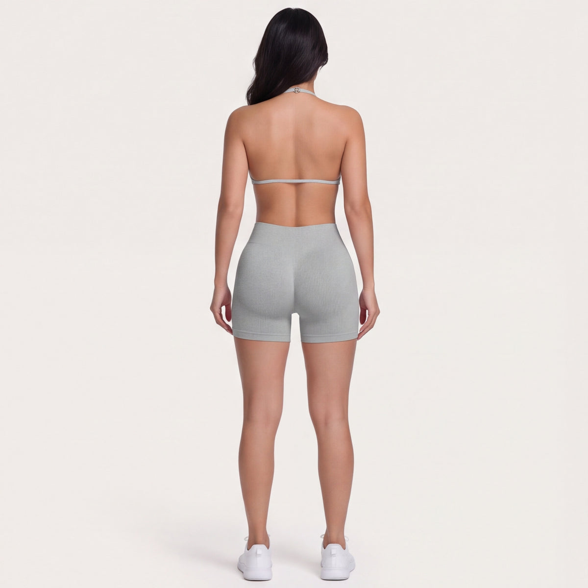 Women's Halter Bra & Shorts Training Set Light Grey