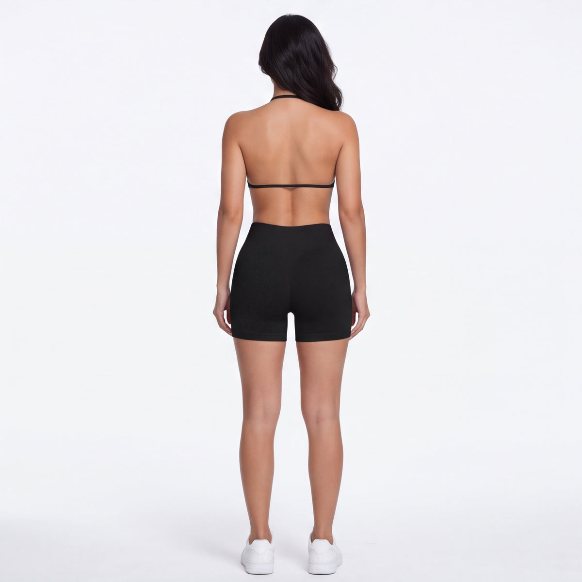 Women's Halter Bra & Shorts Training Set Black