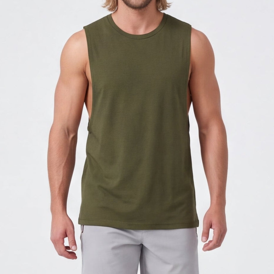 Muscle Cut Training Tank Army Green
